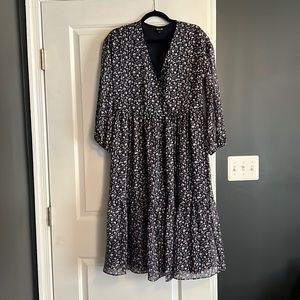 EUC Madewell Tie Waist Tiered Maxi Dress